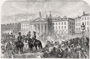 Calle Sackville en Dublín durante la rebelión en 1847